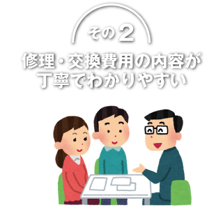 修理・交換費用の内容が 丁寧でわかりやすい